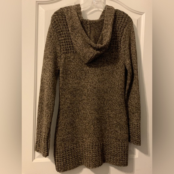 Westbound Hooded Sweater Knit Brown Toggle Wood Buttons Pockets Sz S - Picture 2 of 10